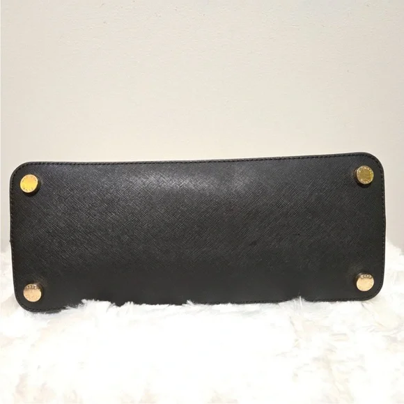 Michael Kors Cindy Large Black Leather Dome Satchel Bag - Like New - Picture 11 of 12